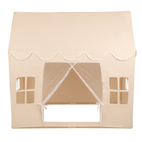 KiddyMoon Playhouse For Kids Foldable Tent Child's Play Cotton Fabric Easy To Assemble Indoor And Outdoor Use With Windows And Doors Encourages Creative Play Compact Storage, natural: pastel beige/white/pearl, 200 Balls