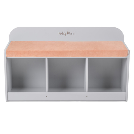 KiddyMoon Storage Bench for Kids Children Multifunctional Toy Furniture Sitting Playroom, grey/desert pink, UNI