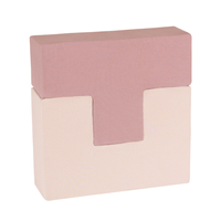 KiddyMoon Soft Foam Cubes Building Blocks 14cm for Children Multifunctional Foam Construction Montessori Toy for Babies, Certified Made in The EU, heather-dark blue-beige-sage, 9 Pieces