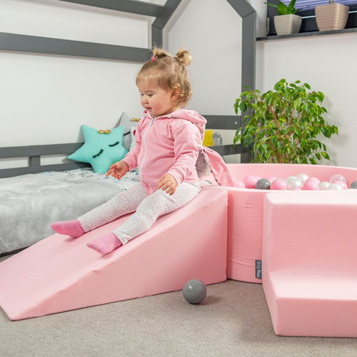 KiddyMoon Foam Playground for Kids Obstacle Course for Children Montessori Toy for Babies Soft Construction Blocks Element, Wedge, Certified Made in EU, pink:-, Multi-Size