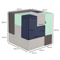 KiddyMoon Soft Foam Cubes Building Blocks 14cm for Children Multifunctional Foam Construction Montessori Toy for Babies, Certified Made in The EU, light grey-dark grey-dark blue-mint, 9 Pieces