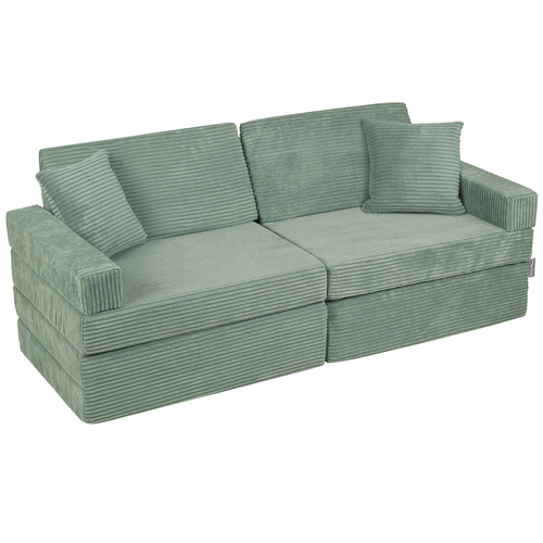 KiddyMoon Foam Sofa for Children Multifunctional Mattress Armchair Kids Foldable  Bed Folding Toddler Couch Chair for Playroom Bedroom Living Room, green, Sofa with 2 Pillows