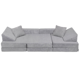 KiddyMoon Foam Sofa for Children Multifunctional Mattress Armchair Kids Foldable  Bed Folding Toddler Couch Chair for Playroom Bedroom Living Room, dark grey, Sofa with 2 Pillows