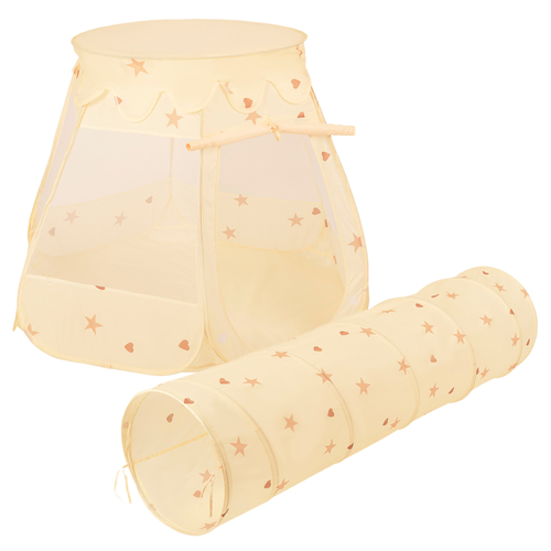 Play Tent With Tunnel Pop Up Inspires Imagination And Movement, light beige, tunnel + play tent