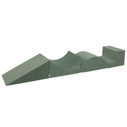 KiddyMoon Foam Playground Velvet For Kids Obstacle Course For Children Montessori Toy For Babies Soft Construction Blocks Element, forest green, Multi-Size