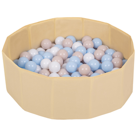 children colourfull foldable ballpit plastic balls, light beige:pastel beige/pastel blue/white, 200 balls