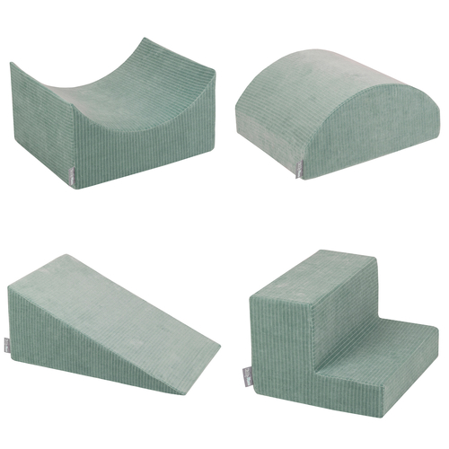 KiddyMoon Foam Playground For Kids Soft Textured Safe Blocks Baby, green: white/grey/mint, Ballpit (200 Balls) + Version 5
