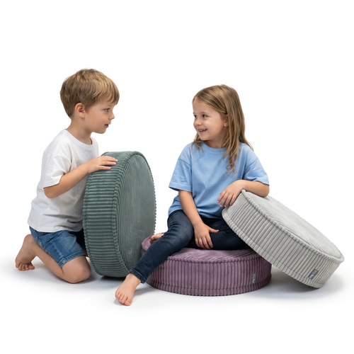 KiddyMoon 3-Piece Foam Elements for Kids Children's Room Accessory, green-light grey-purple, Mx3