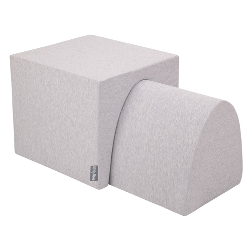KiddyMoon Foam Set for Kids Obstacle Course for Children Montessori Toy for Babies Soft Construction Blocks Element, Tunnel/Hill, Certified Made in The EU, lightgrey:-, Multi-Size