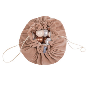 KiddyMoon velvet play mat and bag 2in1 for kids, desert pink:pastel beige/copper/pearl, XL/50 balls