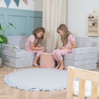 KiddyMoon Foam Sofa for Children Multifunctional Mattress Armchair Kids Foldable  Bed Folding Toddler Couch Chair for Playroom Bedroom Living Room, light grey, Sofa