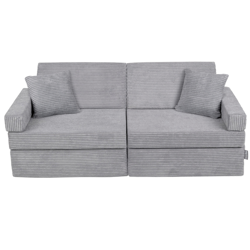KiddyMoon Foam Sofa for Children Multifunctional Mattress Armchair Kids Foldable  Bed Folding Toddler Couch Chair for Playroom Bedroom Living Room, dark grey, Sofa with 2 Pillows
