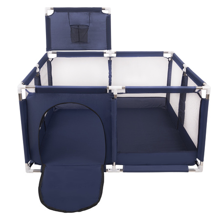 square play pen filled with plastic balls basketball, Blue:grey/white/turquoise, 100 balls