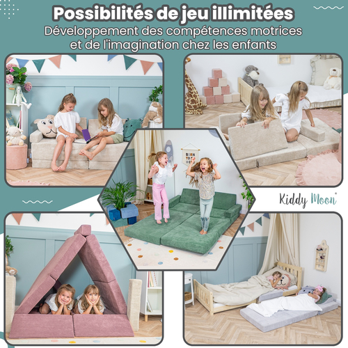 KiddyMoon Foam Sofa for Children Multifunctional Mattress Armchair Kids Foldable Bed Folding Toddler Couch Chair for Playroom Bedroom Living Room, beige, Sofa
