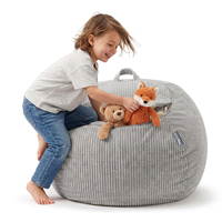 KiddyMoon Bean Bag for Children 2-in-1 Storage for Toys 80x80x50cm, jasnoszary