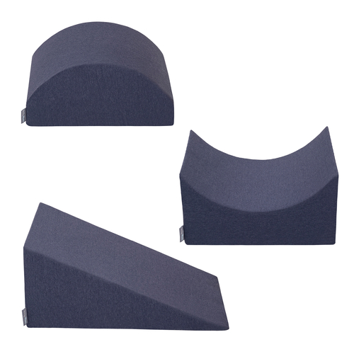 KiddyMoon Foam Playground for Kids Obstacle Course for Children Montessori Toy for Babies Soft Construction Blocks Element, Wedge/Ramp/Halfshaft, Certified Made in The EU, dark blue, Multi-Size