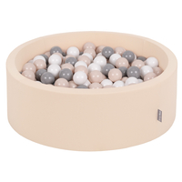 KiddyMoon Baby Foam Ball Pit with Balls ∅ 7cm / 2.75in Made in EU, Beige, 90 x 30 cm / 200 Balls