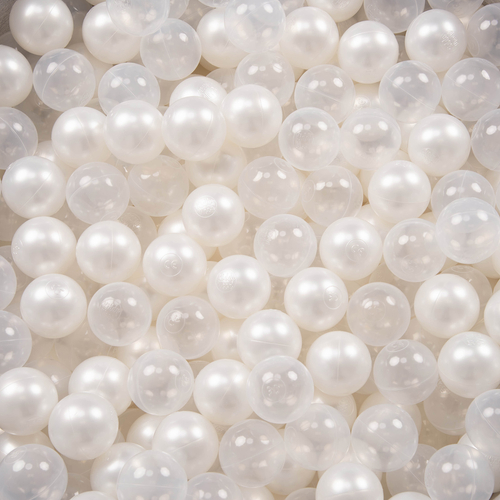 KiddyMoon Soft Plastic Play Balls ∅ 6cm / 2.36 Multi Colour Made in EU, pearl/transparent, 500 Balls/6cm-2.36in