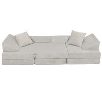 KiddyMoon Foam Sofa for Children Multifunctional Mattress Armchair Kids Foldable  Bed Folding Toddler Couch Chair for Playroom Bedroom Living Room, light grey, Sofa with 2 Pillows