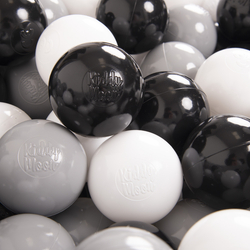 KiddyMoon Soft Plastic Play Balls ∅ 7cm/2.75in Multi-colour Made in EU, white/black/grey, 200 Balls/7cm-2.75in