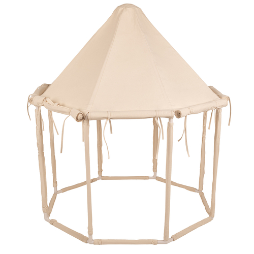 KiddyMoon Play Tent for Kids Pavilion Playhouse Cotton Fabric Indoor Outdoor Use Foldable Design Easy Assembly And Storage Perfect For Play Relaxing And Imaginative Adventures, natural: pastel beige/white/gold, 100 Balls