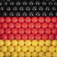 KiddyMoon Baby Foam Ball Pit with Balls ∅ 7cm / 2.75in Made in EU, Germany: black/red/yellow, 90x30cm/300 balls