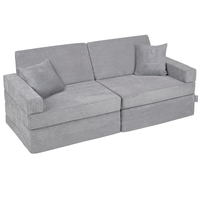 KiddyMoon Foam Sofa for Children Multifunctional Mattress Armchair Kids Foldable  Bed Folding Toddler Couch Chair for Playroom Bedroom Living Room, dark grey, Sofa with 2 Pillows