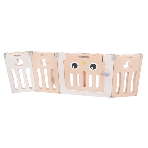 Playpen Box Foldable for Children with Plastic Colourful Balls, white-pink:yellow/green/blue/red/orange, 6 + 2 Panels/100 Balls