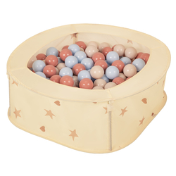 Ballpit Playpen For Kids, Babies And Toddlers Children Foldable Portable Indoor Outdoor, Light Beige: Pastel Beige-Pastel Blue-Salmon, 200 Balls