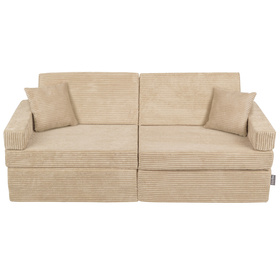 KiddyMoon Foam Sofa for Children Multifunctional Mattress Armchair Kids Foldable  Bed Folding Toddler Couch Chair for Playroom Bedroom Living Room, beige, Sofa with 2 Pillows