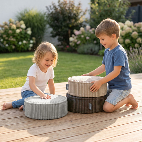 KiddyMoon 3-Piece Foam Elements for Kids Children's Room Accessory, light grey-beige-brown, Sx3