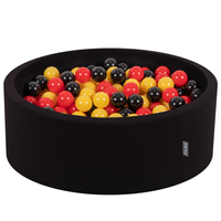 KiddyMoon Baby Foam Ball Pit with Balls ∅ 7cm / 2.75in Made in EU, Germany: black/red/yellow, 90x30cm/300 balls