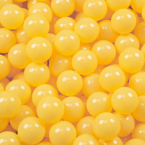 KiddyMoon Soft Plastic Play Balls ∅ 7cm/2.75in Mono-colour certified Made in EU, yellow, 100 Balls/7cm-2.75in