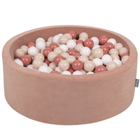KiddyMoon Soft Ball Pit Round ∅ 7cm / 2.75In for Kids, Foam Velvet Ball Pool Baby Playballs, Made In The EU, desert pink:pastel beige/salmon pink/white, 90x30cm/200 balls