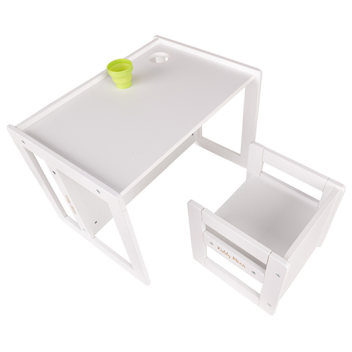 KiddyMoon Wooden Table with Chair for Kids TC-002, white