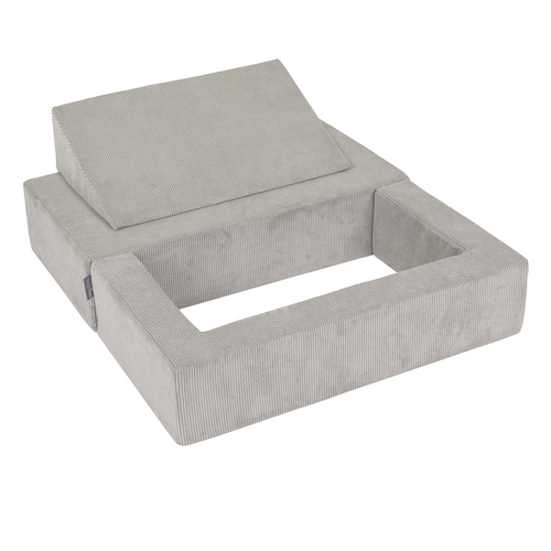 KiddyMoon Children's Foam Sofa with Wedge and Play Balls Set for Play Soft Perfect for Kids Room Lightweight Learning Relaxation Removable Covers Easy Cleaning, light grey, Sofa/Wedge