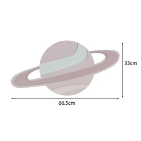 KiddyMoon wall decor kids room nursery wood mdf multiple shapes 3D, saturn: beige/grey, UNI