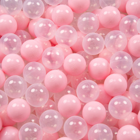 KiddyMoon Soft Plastic Play Balls ∅ 7cm/2.75in Multi-colour Made in EU, light pink/transparent, 100 Balls/7cm-2.75in