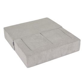 KiddyMoon Children's Foam Sofa with Two Poufs For Kids Comfortable and Lightweight Playroom Set Ribbed Fabric Removable Covers Perfect for Rest and Creative Play, light grey, Sofa/Pouf