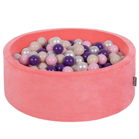 KiddyMoon Soft Ball Pit Round 7cm /  2.75In for Kids, Foam Velvet Ball Pool Baby Playballs, Watermelon Pink: Pastel Beige/ Light Pink/ Pearl/ Purple