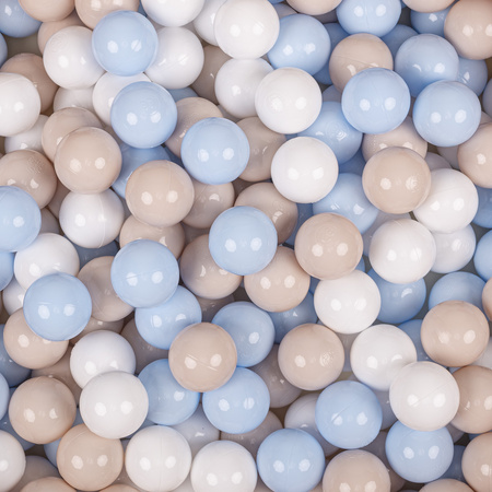 Ballpit Playpen For Kids, Babies And Toddlers Children Foldable Portable Indoor Outdoor, Light Beige: Pastel Beige-Pastel Blue-White, 200 Balls