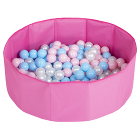 children colourfull foldable ballpit plastic balls, pink:babyblue/powderpink/pearl, 300 balls