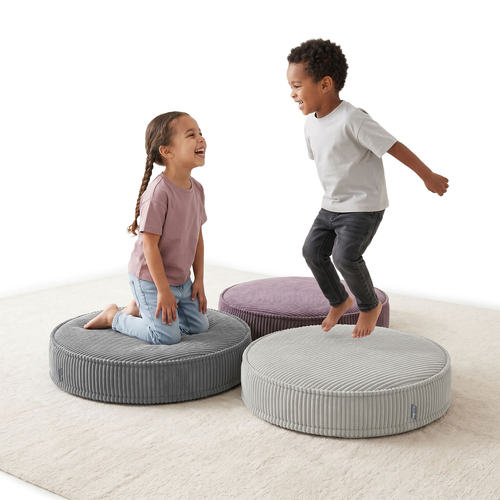 KiddyMoon 3-Piece Foam Elements for Kids Children's Room Accessory, dark grey-purple-light grey, Lx3