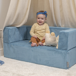 KiddyMoon Children's Foam Sofa with Wedge and Play Balls Set for Play Soft Perfect for Kids Room Lightweight Learning Relaxation Removable Covers Easy Cleaning, blue, Sofa/Wedge