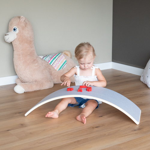 KiddyMoon Wooden Balance Board for Children Wooden Swing Board Montessori Toy for Kids Balancing Board for Babies 80x30cm, white, board