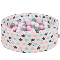 KiddyMoon Baby Foam Ball Pit with Balls ∅ 7cm / 2.75in Made in EU, Light Beige, 90 x 30 cm / 200 Balls