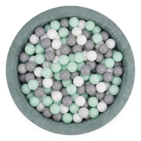 KiddyMoon Ball Pit for Baby and Toddler, Soft Play Ball Pit, 90 x 30 cm with 200 Balls, Soft Foam Ball Pool, Ribbed Washable Cover, Green: White/Grey/Mint, 90 x 30 cm / 200 Balls