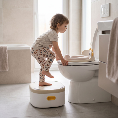 KiddyMoon Potty Training Chair for Toddlers 3-in-1 Seat and Step Stool, Beige, UNI