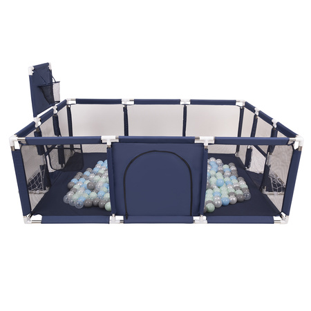 Baby Playpen Big Size Playground with Plastic Balls for Kids, Dark Blue:pearl/grey/transparent/babyblue/mint, 100 balls