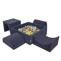 KiddyMoon Foam Playground for Kids with Square Ball pit ( ∅ 7cm/2.75In) Soft Obstacles Course and Ball Pool, Certified Made In The EU, darkblue:lgreen/orange/turquoise/blue/bblue/yellow, Ballpit (300 Balls) + Version 1